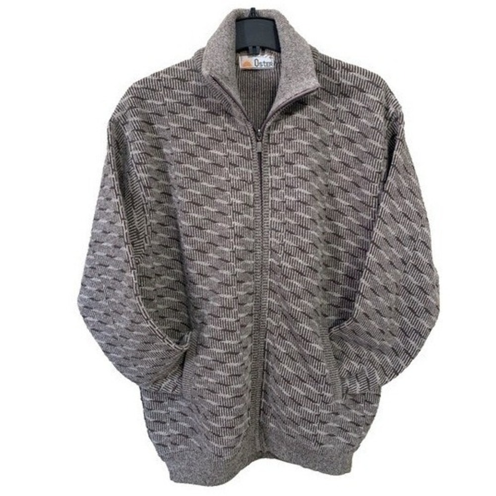 VTG OstER‎ Full Zip Wool Sweater Men's Size 44 (L) Fall Autumn Warm Lined Chest